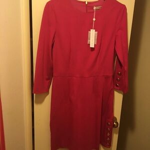 Trina Turk Dress, Fit and Flare with Button Detail